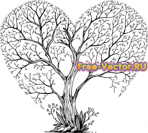 Дерево сердце вектор